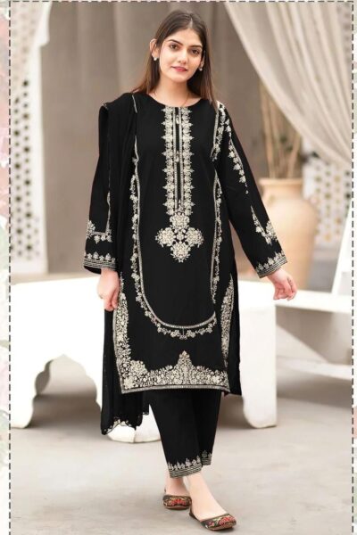 bareeze winter collection 2025 – premium dhanak embroidered 3pc black