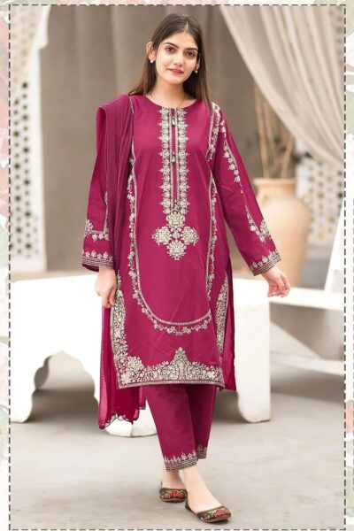 bareeze winter collection 2025 – premium dhanak embroidered 3pc tea pink