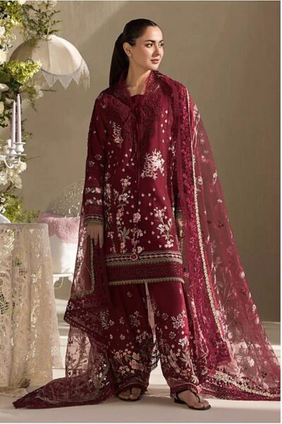 maria b winter 2025/26 – dhanak hit codes 3pc heavy embroidered suit with wool shaw