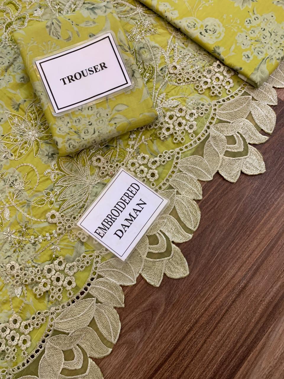 iznik unstitched lawn suit with chiffon dupatta & embroidery