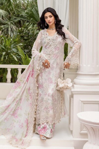 maria b chiffon collection 2025 heavy embroidered suit