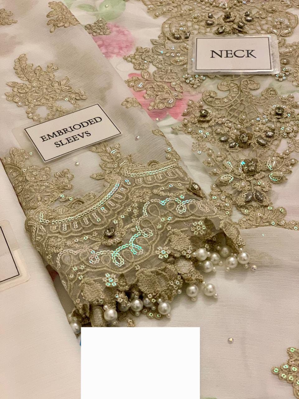 maria b chiffon collection 2025 heavy embroidered suit