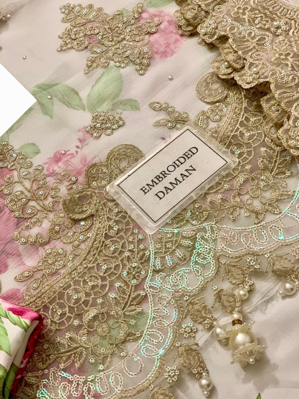 maria b chiffon collection 2025 heavy embroidered suit