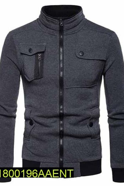 men's stitched fleece zipper jacket – grey