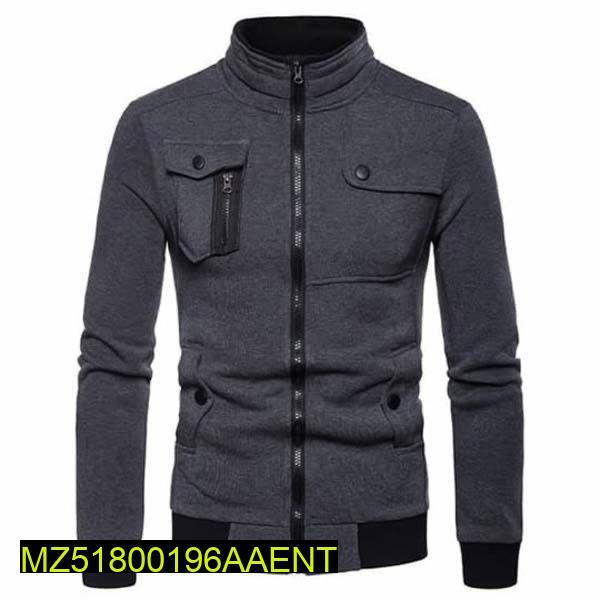 men's stitched fleece zipper jacket – grey