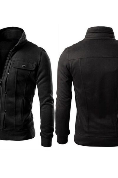 men's fleece plain jacket – mexican style – black
