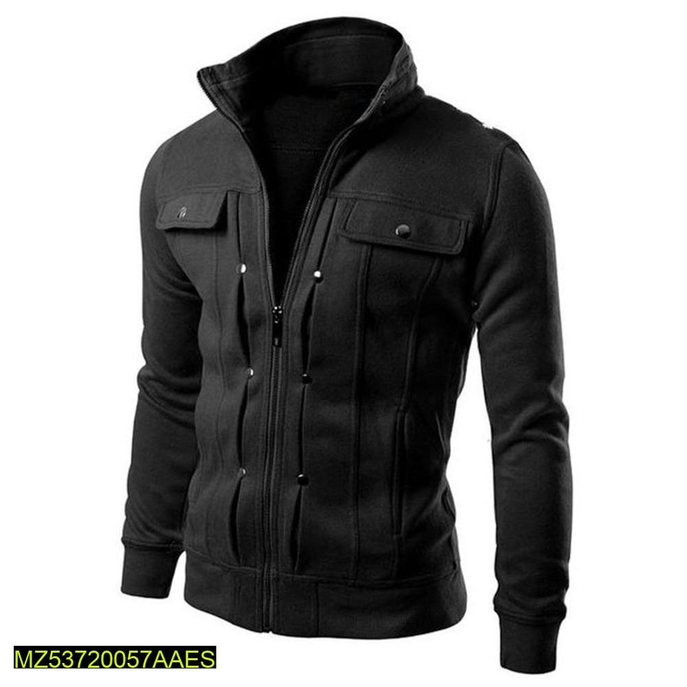 men's fleece plain jacket – mexican style – black