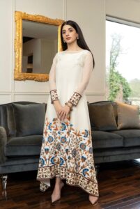 2PC- Organza Agha Noor luxury Embrodered