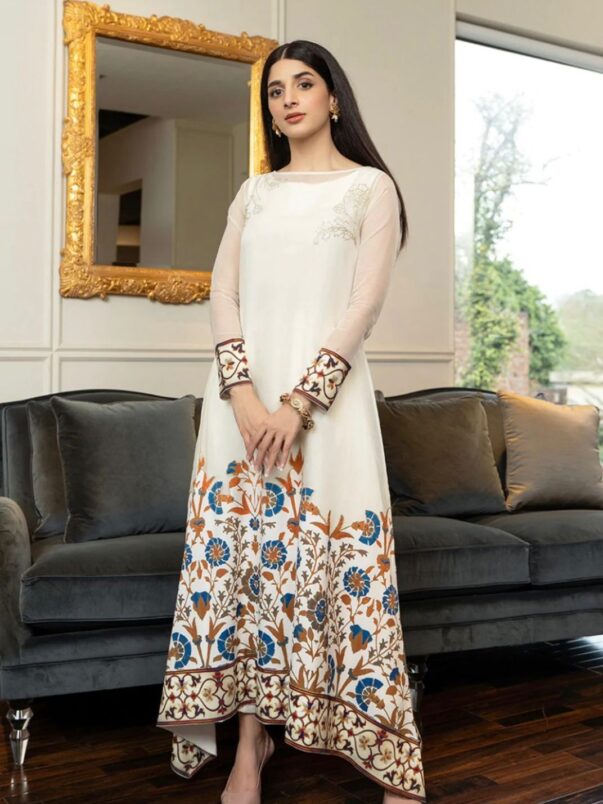 2PC- Organza Agha Noor luxury Embrodered