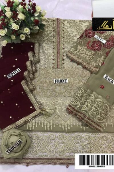 Flossie Chiffon Embroidered Formal Suit – 3PC 2025