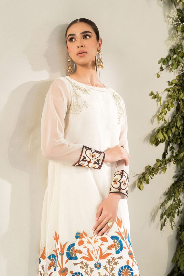 2PC- Organza Agha Noor luxury Embrodered - Image 2