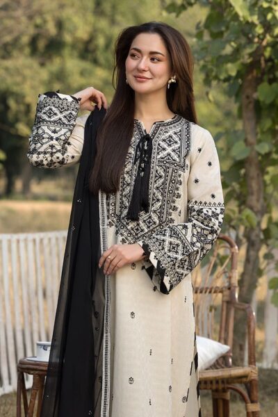 dhanak embroidered winter 3pc suit – new design 2025 collection