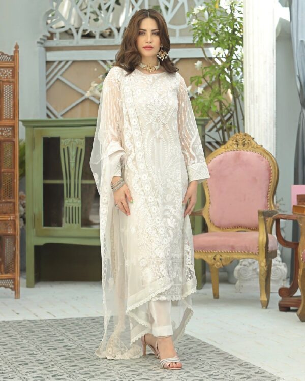 3PC-Organza Full & Heavy Embroidered With Sequence - Image 2