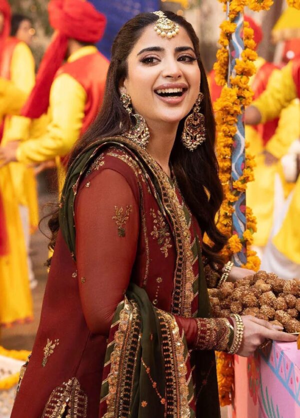 3PC_ Chiffon Embroidered & sequence unstiched - Image 2