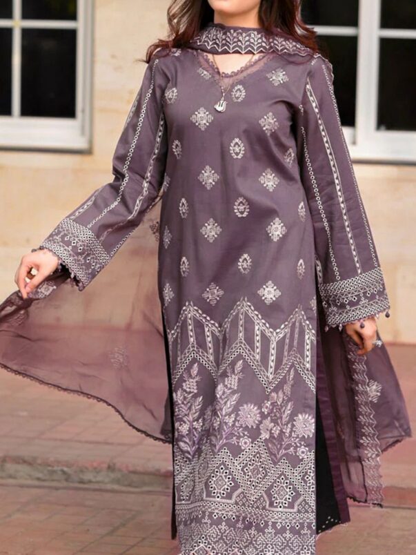 libas 3PC-Dhanak full Embroidery Winter Collection