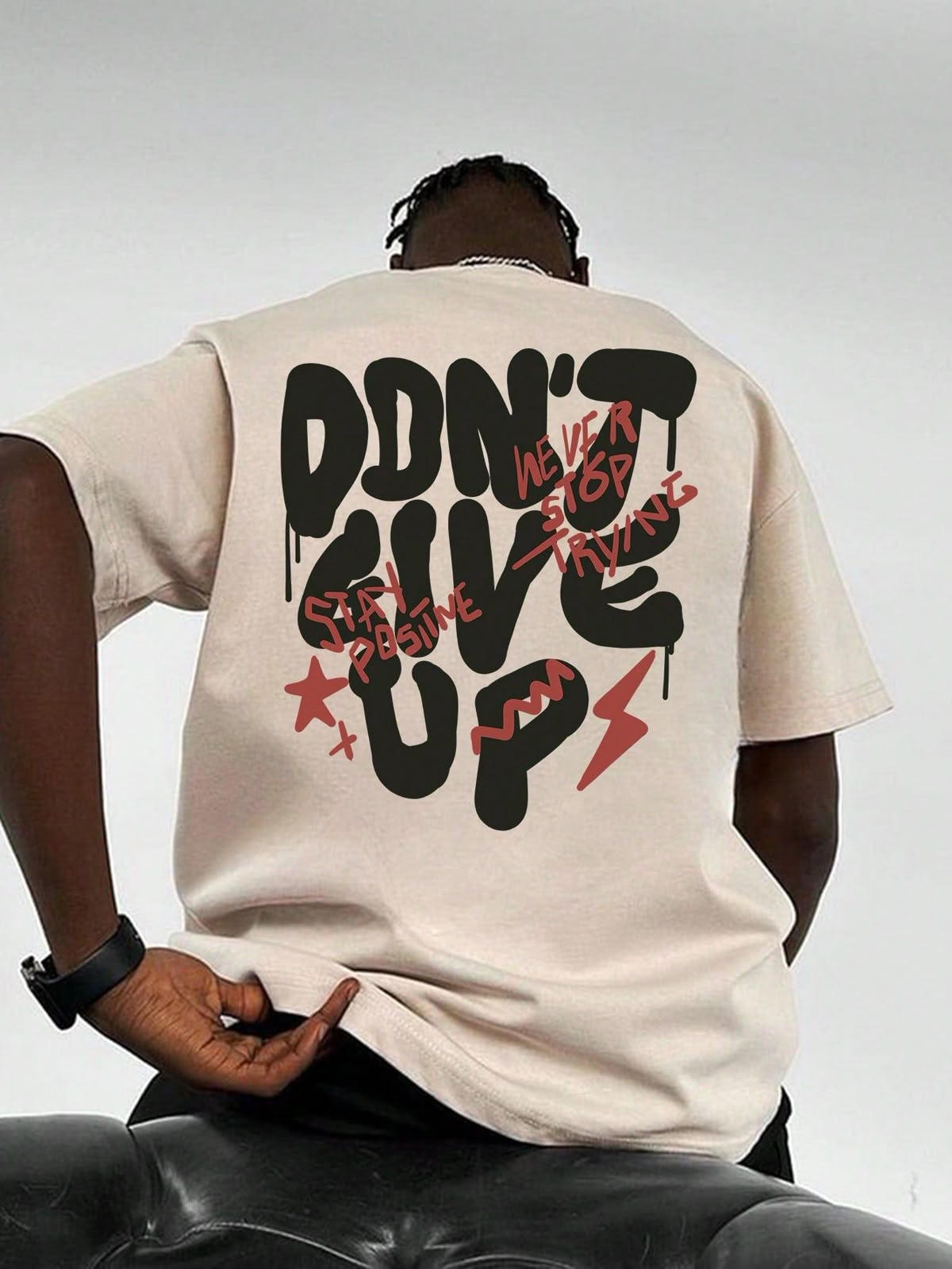 men’s graphic t shirt – “don’t give up” motivational print