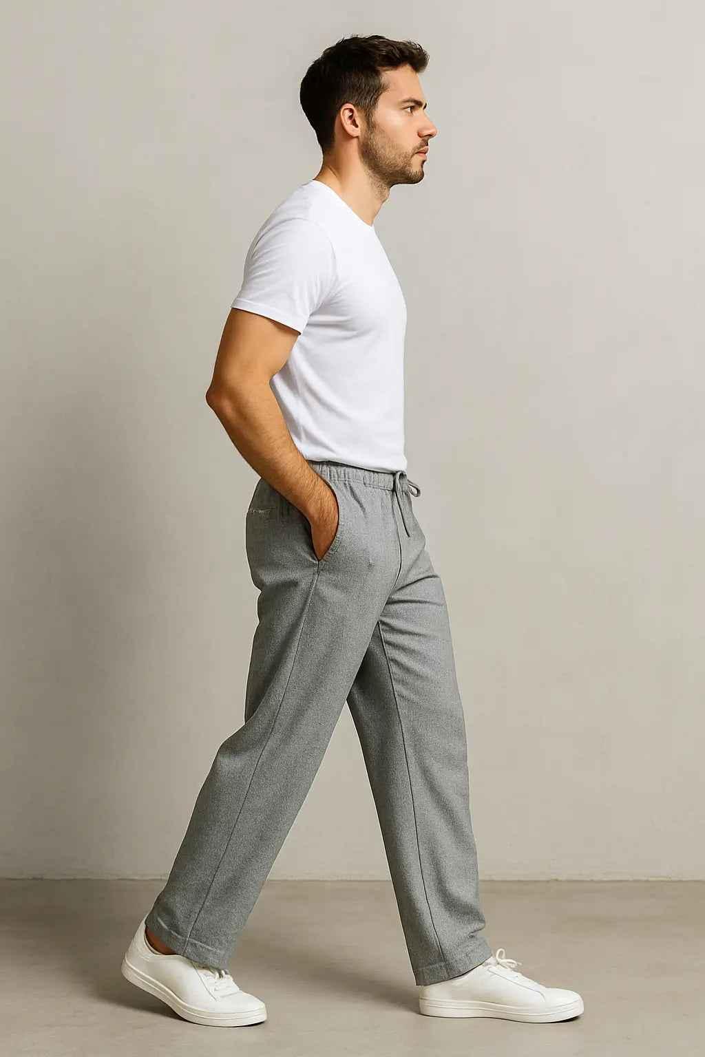 men’s cotton plain trouser – light grey
