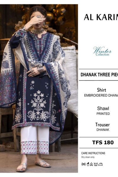 al karim luxury winter collection 2025 – fine dhanak marina 3pc embroidered suit with printed shawl