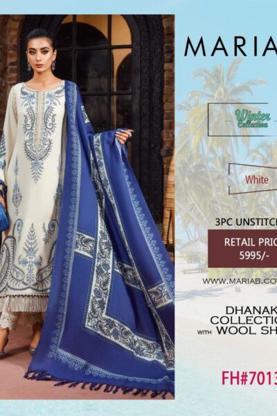 maria b winter collection 2025 vol’25 – heavy embroidered dhanak 3pc suit with digital wool shawl