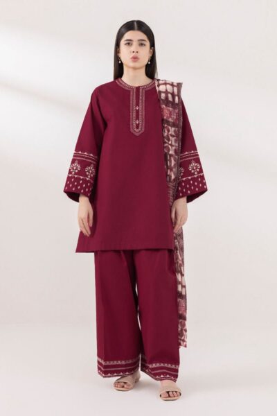 sapphire winter collection 2025/26 – premium airjet dhanak 3pc embroidered suit with digital printed wool shawl