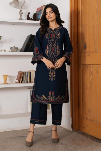 new winter collection 2025 – dhanak 2pc fully embroidered suit for women
