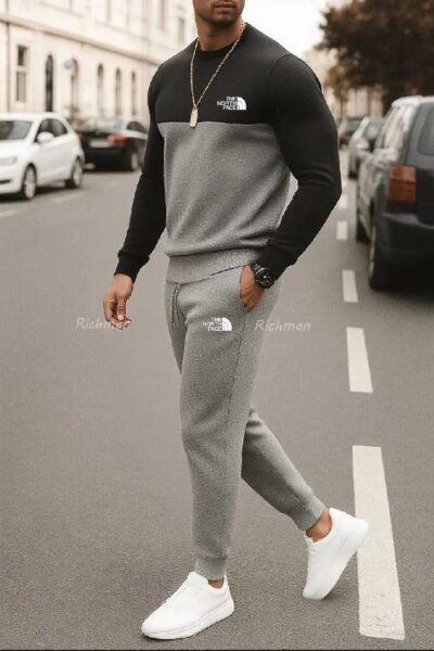2 pcs men's micro printed sweatshirt track suit | winter collection
